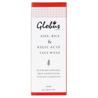 Globus Naturals Aha, Bha & Kojic Acid Exfoliating Cleanser And Fairness Face Wash 100 ml - Face Wash & Cleansers