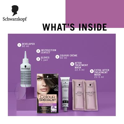 Schwarzkopf Colour Specialist At Home Permanent Hair Colour - 4.0 Medium Natural Brown 165 ml - Crème