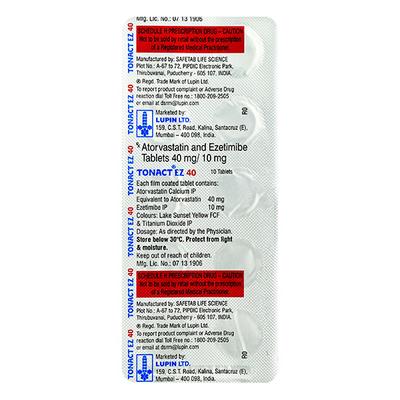 TONACT EZ 40 Tablet 10's - High Cholesterol-Dys