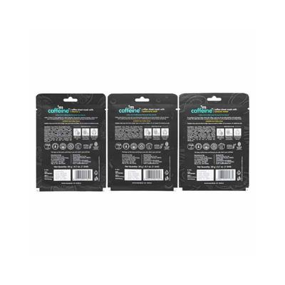 mCaffeine Vitamin C, Hyaluronic Acid, Coffee Sheet Mask Coconut Water Face Sheet Masks 60gm 3's - Sheet Masks