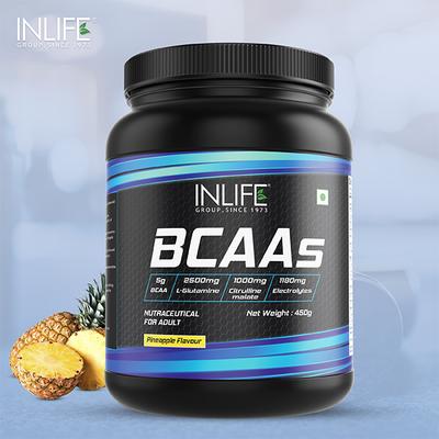 INLIFE BCAAs Powder - Pineapple Flavour 450 gm - Bcaa Supplements