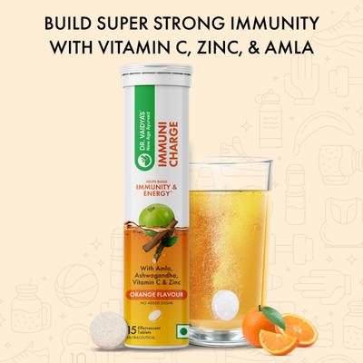 Dr. Vaidya's Immuni Charge Effervescent Tablet - Orange Flavour 15's - Speciality Medicines