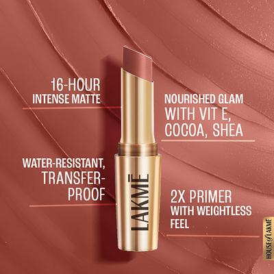 Lakme 9 To 5 Primer + Matte Lipstick- Brick Brown 3.6 gm - Lipsticks