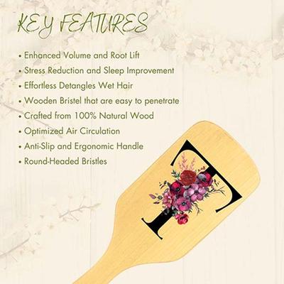 Allure Personalised Paddle Hair Brush Letter T 1's - Hair Brushes