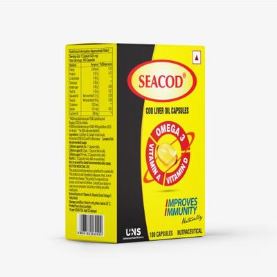 Seacod Cod Liver Oil Capsules 100's - Omega Fish Oil Fatty Acids