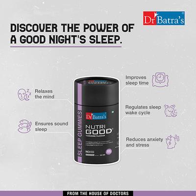 Dr Batras Nutrigood Melatonin Gummies for Deep Sleep Support With L-Theanine & Chamomile to Wake Up Fresh - 60 Gummies 1's - Mental Health