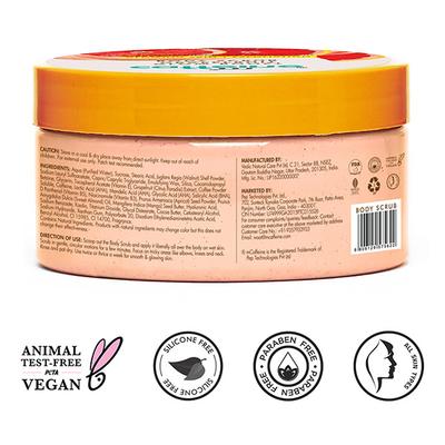 mCaffeine Glow Boost Grapefruit Body Scrub - Tan Removal, AHAs Lactic and Glycolic Acid, Vit C Rich 175 gm - Scrubs & Exfoliants