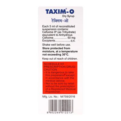 TAXIM O JUICY ORANGE AND LEMON FLAVOUR Dry Syrup 60ml - Bacterial Infections-Cep