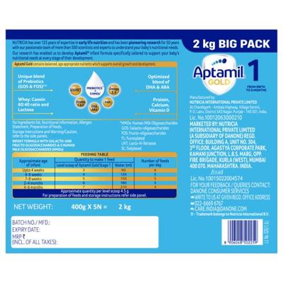 Aptamil Gold Infant Formula Stage 1 Milk Powder (Upto 6 months) 2 Kg - Baby And Infant Supplements