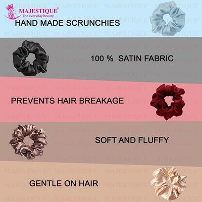 Majestique Satin Silk Scrunchies Ponytail Holder Hair Accessories Hair Ties For Women and Girl Best Gift - Multicolor 4's - Hair Clips/Bands