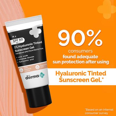 The Derma Co. 1% Hyaluronic Tinted Sunscreen Spf 60 Gel, Pa++++ 30 gm - Face Sunscreen