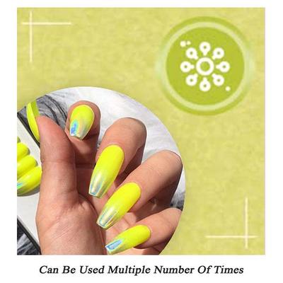 Nails On Board Handmade Press On Gel Nails- Holographic Lemon Yellow Small 50 gm - Nail Care