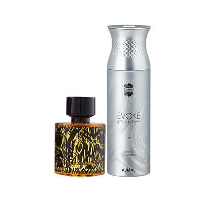 Maryaj Wild Stripes EDP Aromatic Oriental Perfume And Ajmal Evoke Silver Edition Him Deodorant Spicy Floral Fragrance 300 ml - Men Perfumes (Edt/Edp)