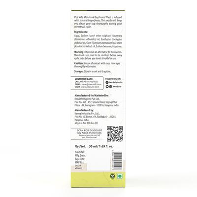 Pee Safe Natural Menstrual Cup Foam Wash 50 ml (N) - Menstrual Cups