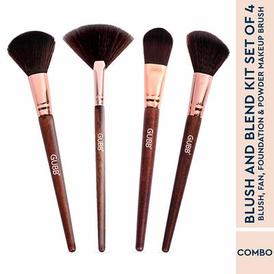 Gubb Blush And Blend Kit Set Of 4 (Powder, Blush, Foundation & Fan) 1's - Face Brush