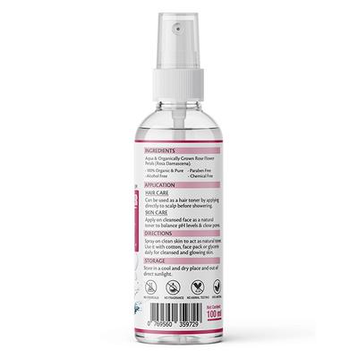 AromaMusk 100% Organic & Natural Premium Rose Water For Face & Skin 100 ml - Toners