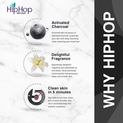 HipHop Hair Removal Cream with Charcoal - Sensitive Skin 25 gm - Shaving & Hair Removal