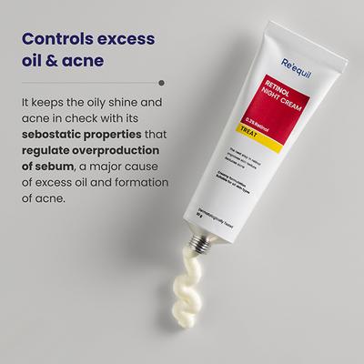 Re'equil 0.3% Retinol Night Cream Improves Skin Texture Reduces Acne Unisex For All Skin Types 30 gm - Night Cream