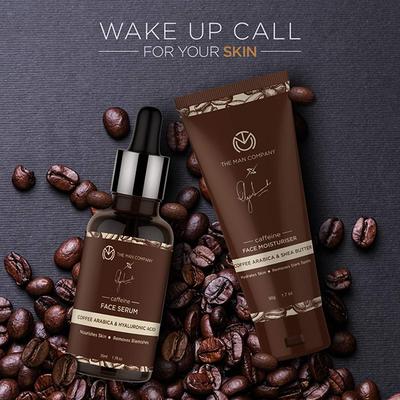 The Man Company Caffeine Moisturising Face Care Kit (Face Serum-30ml & Moisturiser-50g) 1's - Facial Kits