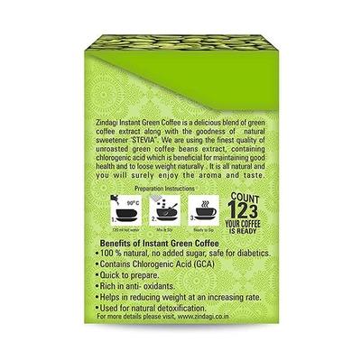 Zindagi Instant Green Coffee Sachets (Pack of 1 gm x 20's) - Green/Herbal Teas