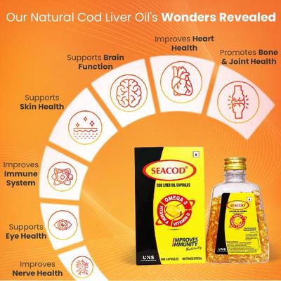 Seacod Cod Liver Oil Capsule 500's - Omega Fish Oil Fatty Acids