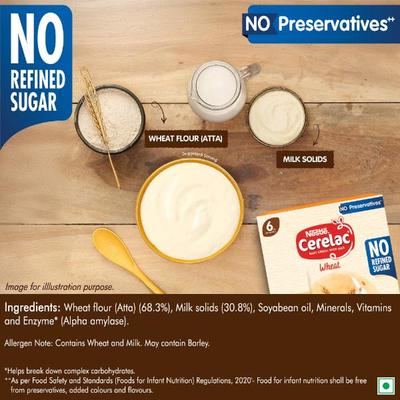 Nestle Cerelac Baby Food Cereal No Refined Sugar No Preservatives - Wheat (For 6 to 24 Months Baby) 300 g - Baby And Infant Supplements
