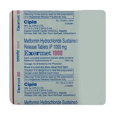 Exermet 1000 Tablet 15'S - Diabetes-Ant