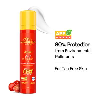 Aqualogica Detan + Dewy Sunscreen Cherry Tomato & Hyaluronic Acid SPF 50+ PA++++/UVA/UVB 50gm - Face Sunscreen