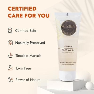 Alziba Cares Face Wash - De-Tan Grapefruit & Saffron Extracts 100 ml - Face Washes