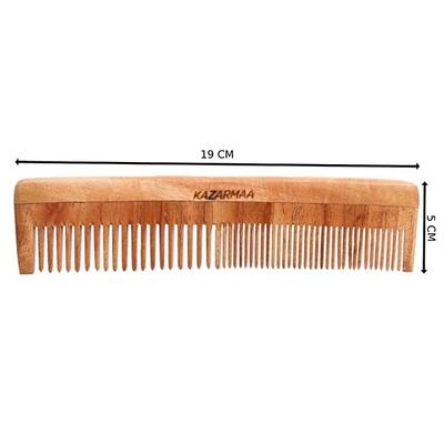 Kazarmaa Pure Organic 100% Natural Neem wood Hair Comb 70 gm - Hair Combs