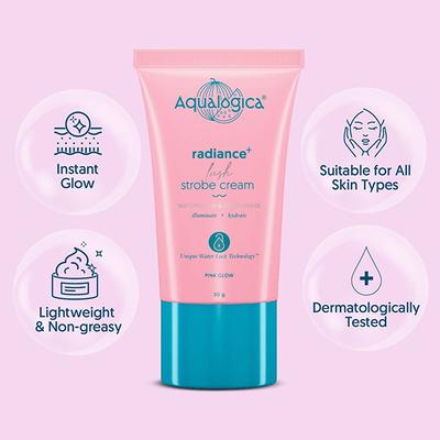 Aqualogica Radiance+ Lush Strobe Cream Watermelon & Niacinamide PINK GLOW FACE CREAM 30 g - Face Creams