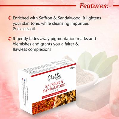Globus Naturals Saffron & Lavender Skin Brighten Soap 200 gm - Soaps