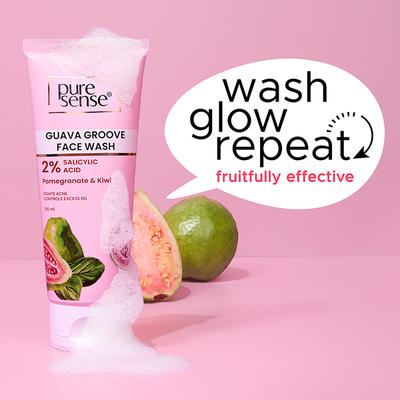 Pure Sense Guava Groove Face Wash Fights Acne and Controls Excess Oil For Men & Women - 100 ml - Face Wash & Cleansers