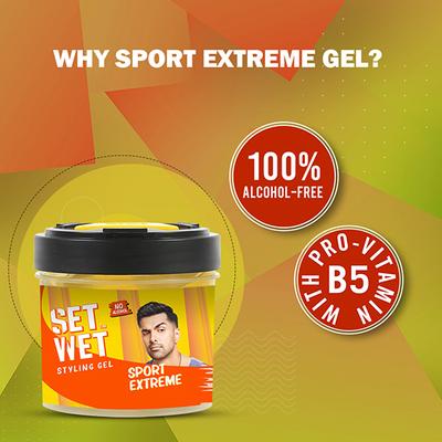 Set Wet Styling Hair Gel for Men - Sport Extreme 250 gm - Hair Gels & Waxes