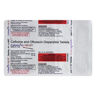 Cefolac O DT 100mg Tablet 10'S - Bacterial Infections-Cep