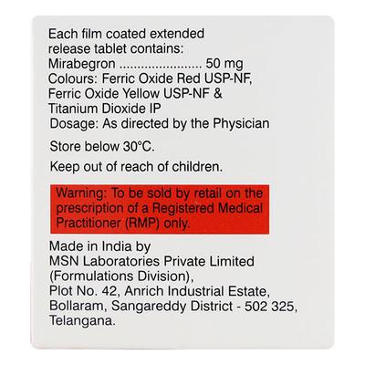 Mirbeg 50mg Tablet 10'S - Urinary Retention-Oth