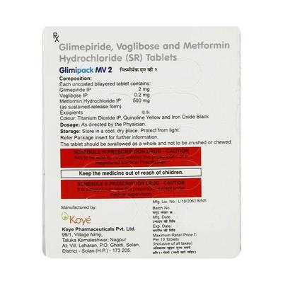 Glimipack MV 2/500/0.2mg Tablet 30'S - Diabetes-Ant