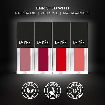 RENEE Check Matte Liquid Lip Color - (Combo Of 4) 10 ml - Liquid Lipsticks