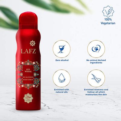 Lafz Gul Wissal No Alcohol Body Spray - For Women 150 ml - Women Deodorants/Roll-Ons