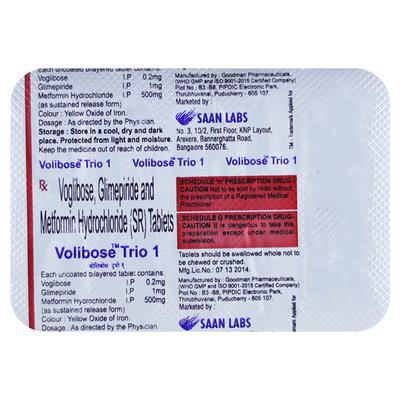 VOLIBOSE TRIO 1mg Tablet 10's - Diabetes-Ant