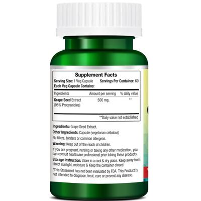 Morpheme Remedies Grape Seed 500 mg Veg Capsule 60's - Herbal Dietary Supplement