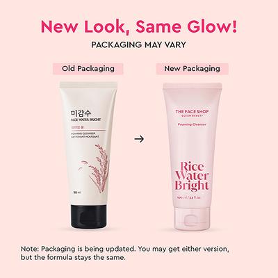 The Face Shop Rice Water Bright Foaming Cleanser - Best Korean Face Wash for Even Tone Skin 100 ml - Face Wash & Cleansers