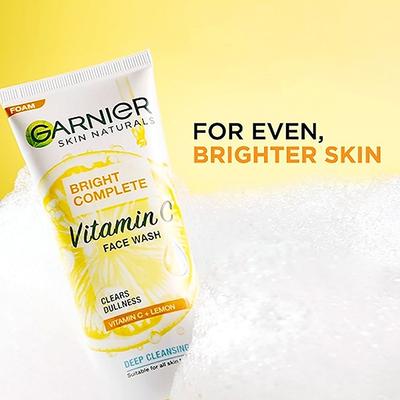 Garnier Foam Bright Complete Vitamin C + Lemon Clears Dullness Facewash 100gm - Face Wash & Cleansers