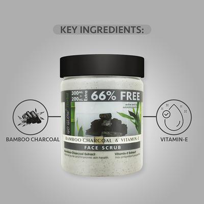 Berina Go Glow By Berina Bamboo Charcoal & Vitamin E Face Pack 500 ml - Face Packs