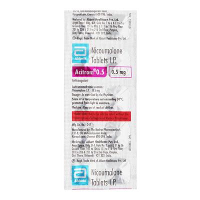 Acitrom 0.5mg Tablet 10'S - Blood Clot-Ant