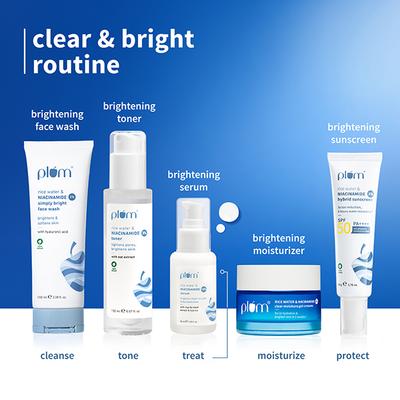 Plum Rice Water & 10% Niacinamide Face Serum - Brightens from 1st Use, Dermat-Tested 50 ml - Face Serum