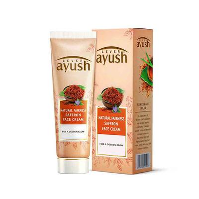 Lever Ayush Natural Fairness Saffron Face Cream, Improves complexion with golden glow 50 gm - Face Moisturizers