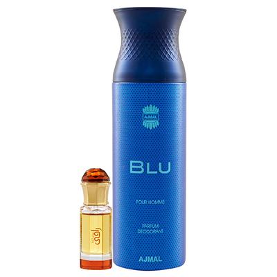Ajmal Mukhallat Raaqi Concentrated Perfume Oil Floral Fruity And Blu Homme Deodorant Aquatic Woody Fragrance 210 ml - Perfumes (Edt/Edp)