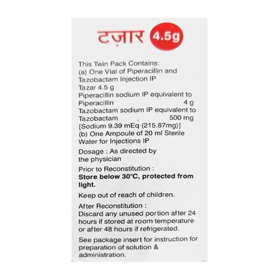 TAZAR 4.5 Combipack Injection 1's - Bacterial Infections-Pen