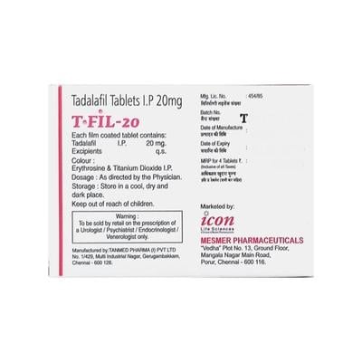 T Fil 20mg Tablet 4'S - Impotence/Erectile Dysfunction (Ed)